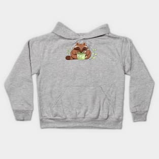 Cute Raccoon – Tea and Animal Lover Design Kids Hoodie